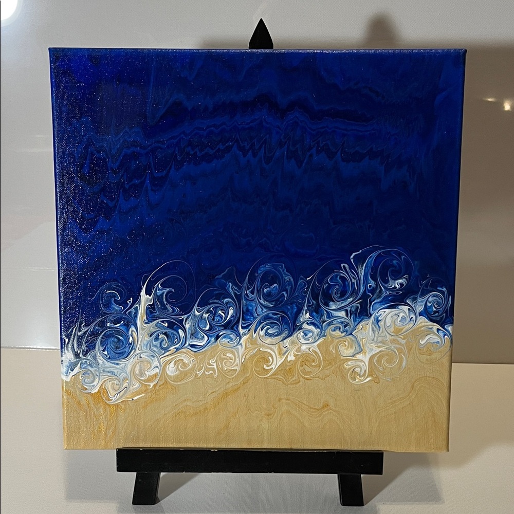 Abstract Blue and Gold Canvas Art